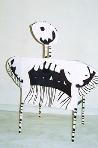 2000, Ich und Ich und Ich, Rückseite, Stahl,Gewebe, Acryl, H.100 cm NEU Stahlopjekte